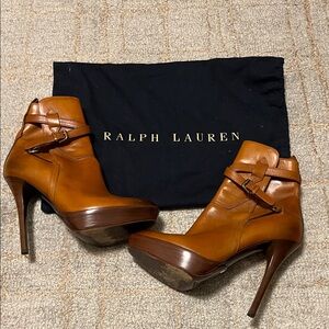 Vintage Ralph Lauren Collection Brown Leather Heeled Boots